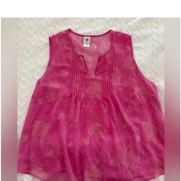 CAbi Pink Floral Sleeveless Top XL 6526 Corsage - Picture 5 of 9